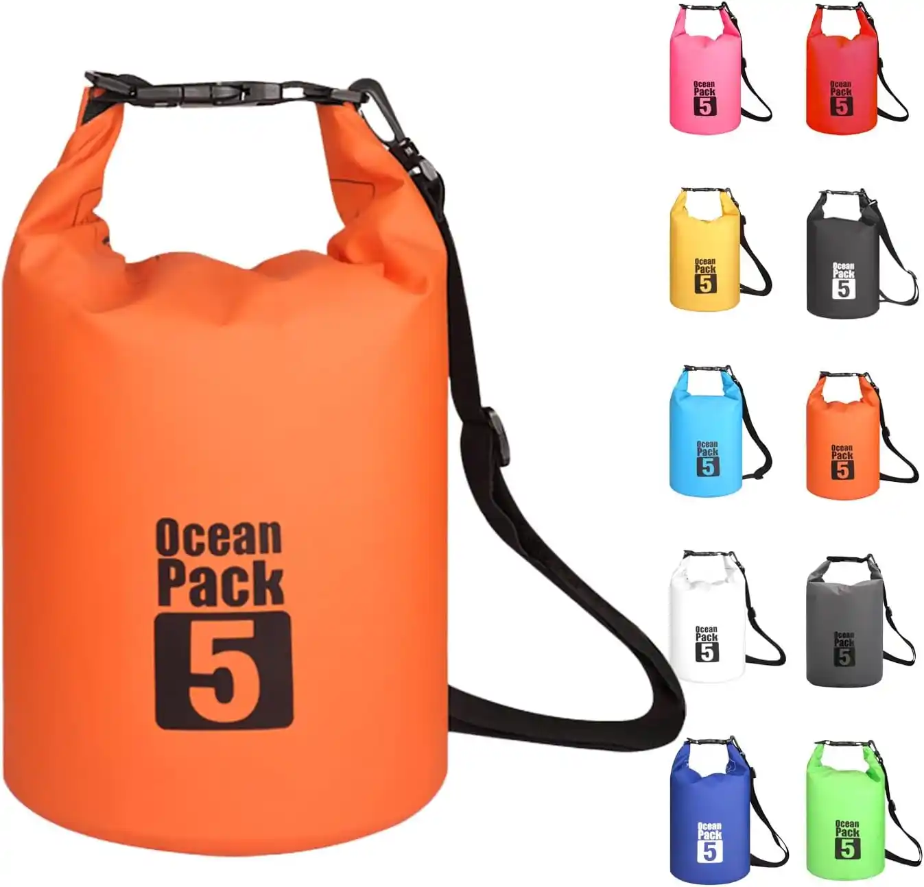 Small 5 litre waterproof dry bag for carrying an electric SUP pump